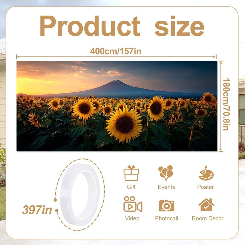 THISFIND Sunflower Field & Mountain Sunset Garage Door Banner – Scenic Outdoor Decoration for Home Exterior - Image 2